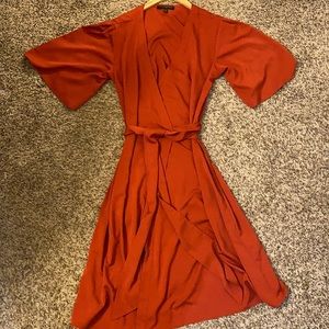 Red orange wrap dress
